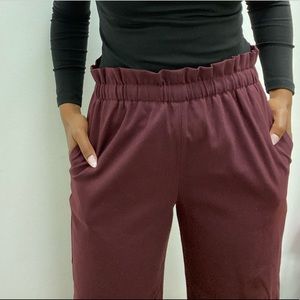Uniqlo | Burgundy paperbag waist wide leg trouser